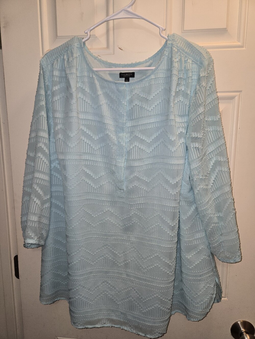 Talbots Light Blue Textured Tunic Top
